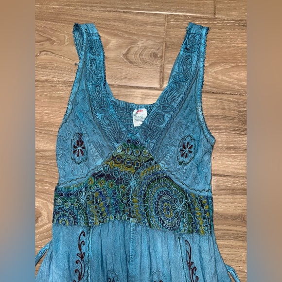 Ludy" Blue Bohemian Midi Dress - 100% Viscose - One Size - Picture 10 of 15